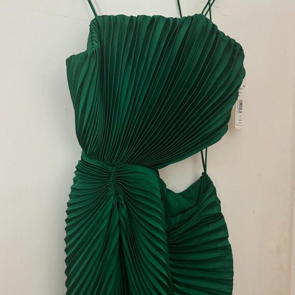 Alice + Olivia GREEN Pleated Fayeth Midi Dress | Size 4 - Picture 3 of 9
